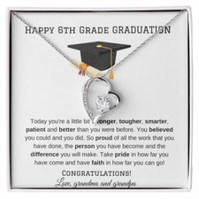 6th  Grade Graduation Heart Necklace Gift