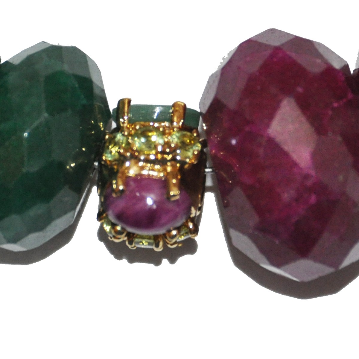 JARIN Gold Plated Sterling Necklace with Ruby, Green Quartz