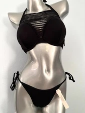 Victoria's Secret Swim Suit Bikini Set Nwt Push Up Strappy Top Side Tie Cheeky