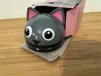 Kikkerland Kitty Cat Kitchen Timer 60 Min Cooking Count Down Clock Alarm New