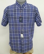 Daniel Cremieux Classics Blue White Plaid S/S Men's Shirt NWT 79.50 Choose Size