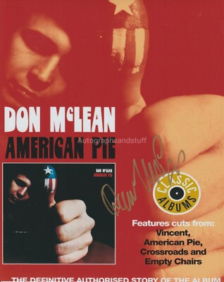 Don McLean HAND signed 8x10 Foto, Autogramm, American Pie, Vincent (E)