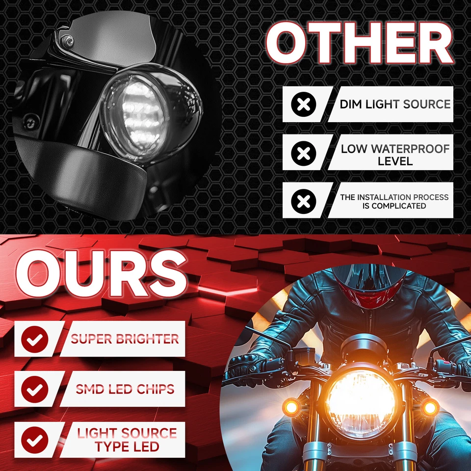 For Suzuki Savage 650 Black Motorcycle 10mm Turn Signal Light Blinker Red Amber Foto 3 de 4