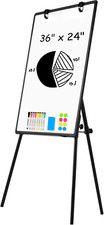 Adjustable Magnetic Whiteboard Easel 36"x24" - Black Dry Erase Board