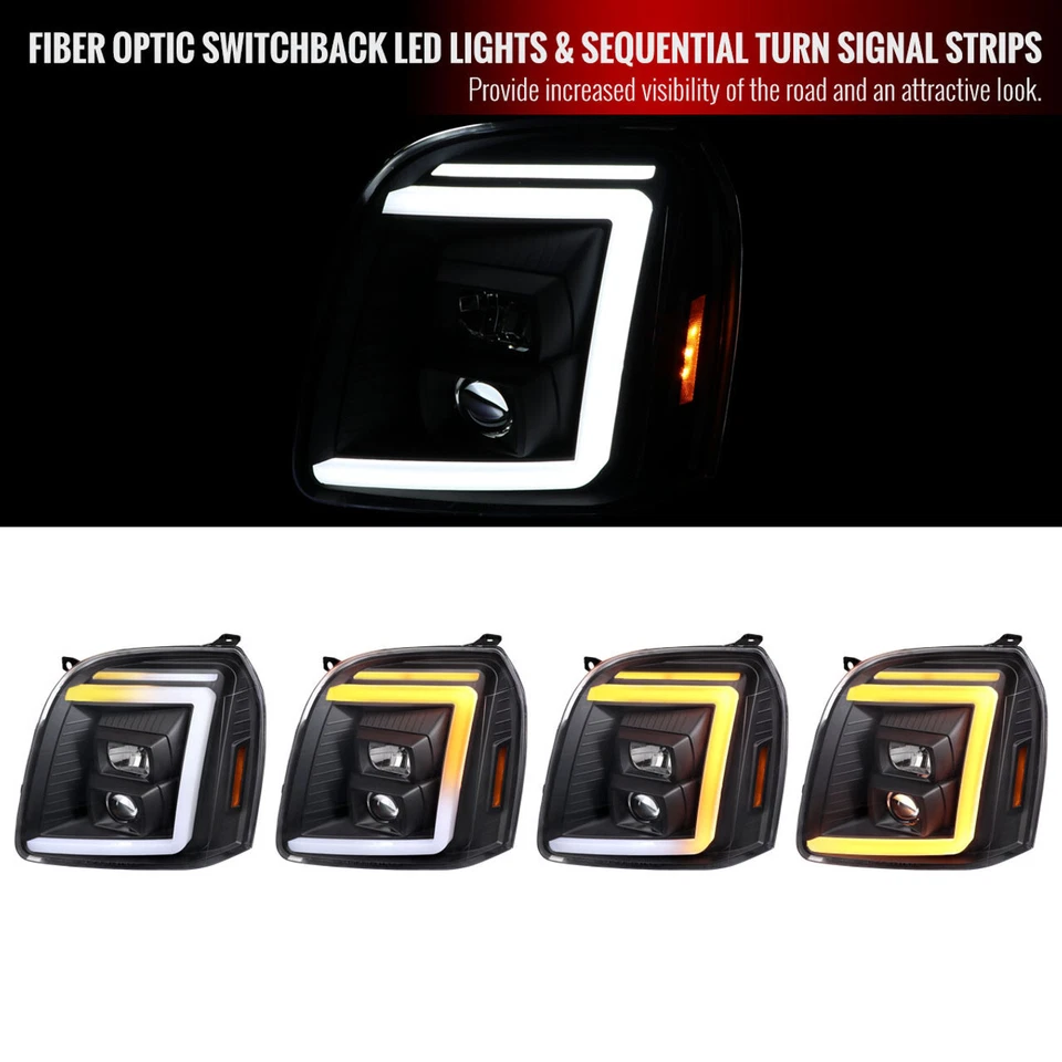 Para 07-14 GMC Yukon/XL 1500/XL 2500 Switchback sequencial LED seta preto - Imagem 2 de 4