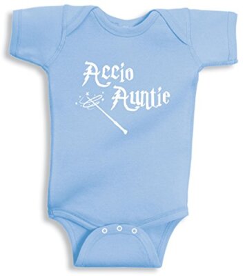 Accio Auntie Cute Baby One Piece Funny Infant Wizard Romper Bodysuit BeeGeeTees