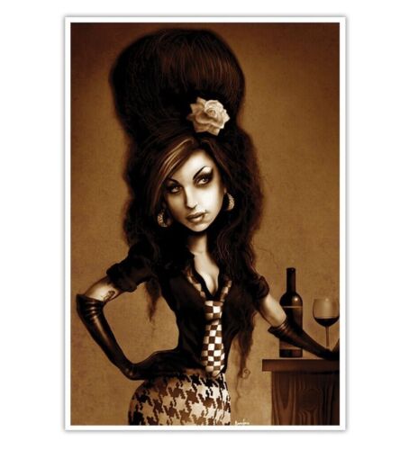Amy Winehouse by Marcus Jones Custom Tattoo Lowbrow Art Print Framed/Unframed - Picture 1 of 5