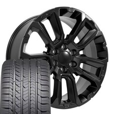 22 Inch Satin Black Wheels Goodyear Tires Fit 84624178 Escalade Sierra Yukon