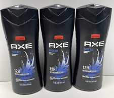 Lot 3 Axe Men Phoenix Crushed Mint  Rosemary Scent Clean  Cool Body Wash 16 oz
