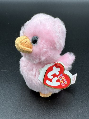 Ty Basket Beanie Baby - SPRINGY the Pink Chick Duck (4 Inch) MWMTs Plush Toy - Picture 2 of 5