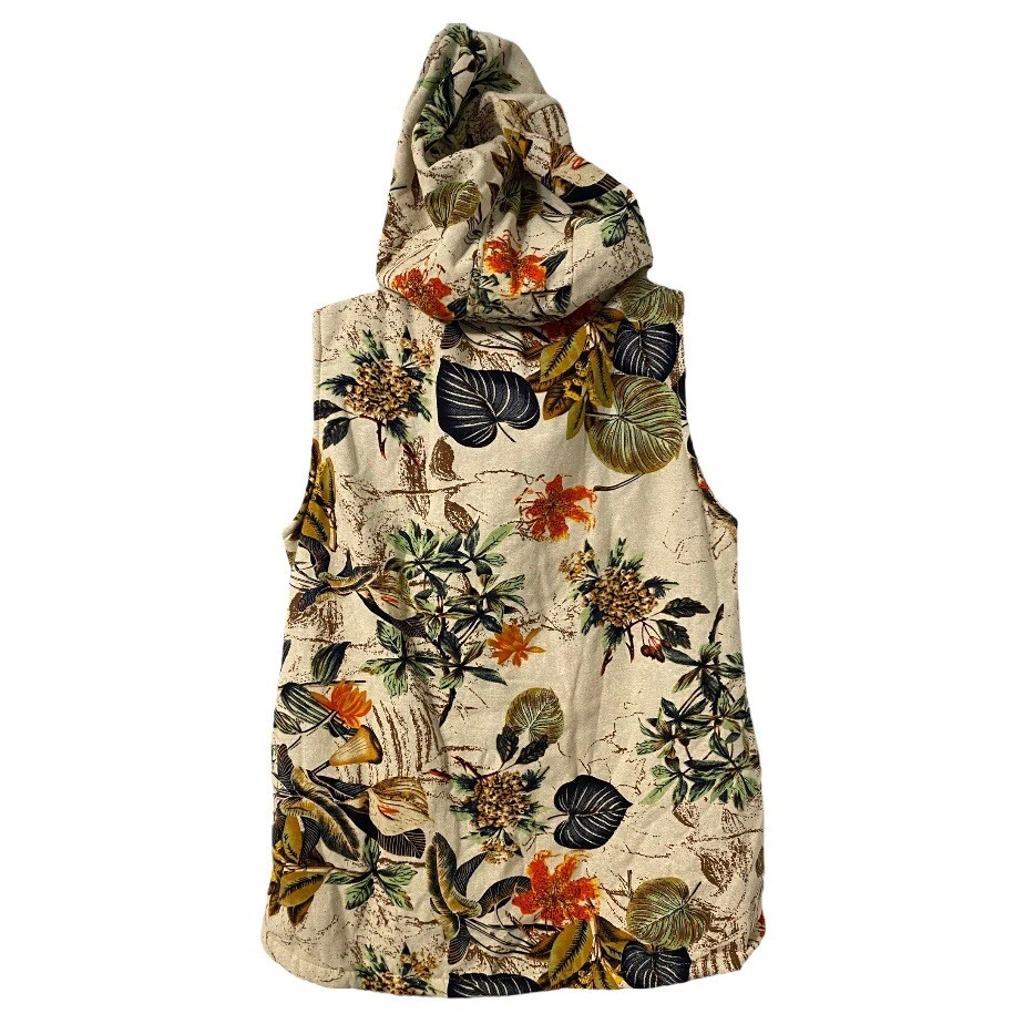 NWT CELLABIE Fleece Sherpa Lined Front Snap Floral Sleeveless