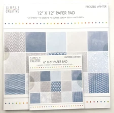 Lot 2 Simply Creative 12” x 12” & 6"x6" Scrapbooking Paper Pad Frosted Winter