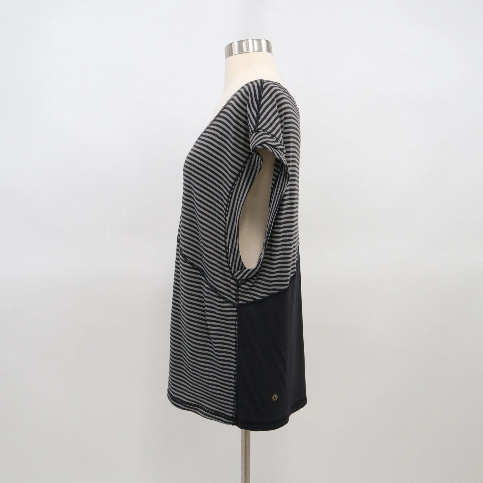 lululemon get sweat tee silver stripe slat mesh back shirt