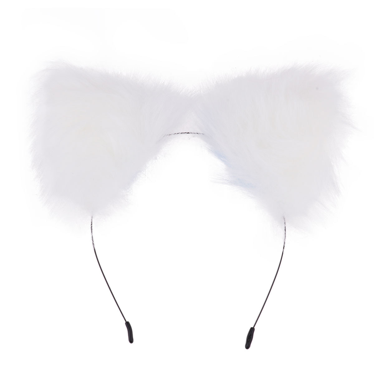 2 Set Animal Ears Headband Plush Faux Fur Headdress&Metal Tail Plug Cosplay Toys