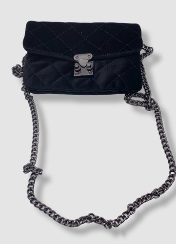 $100 Neiman Marcus Women's Black Velvet Quilted Mini Crossbody Bag