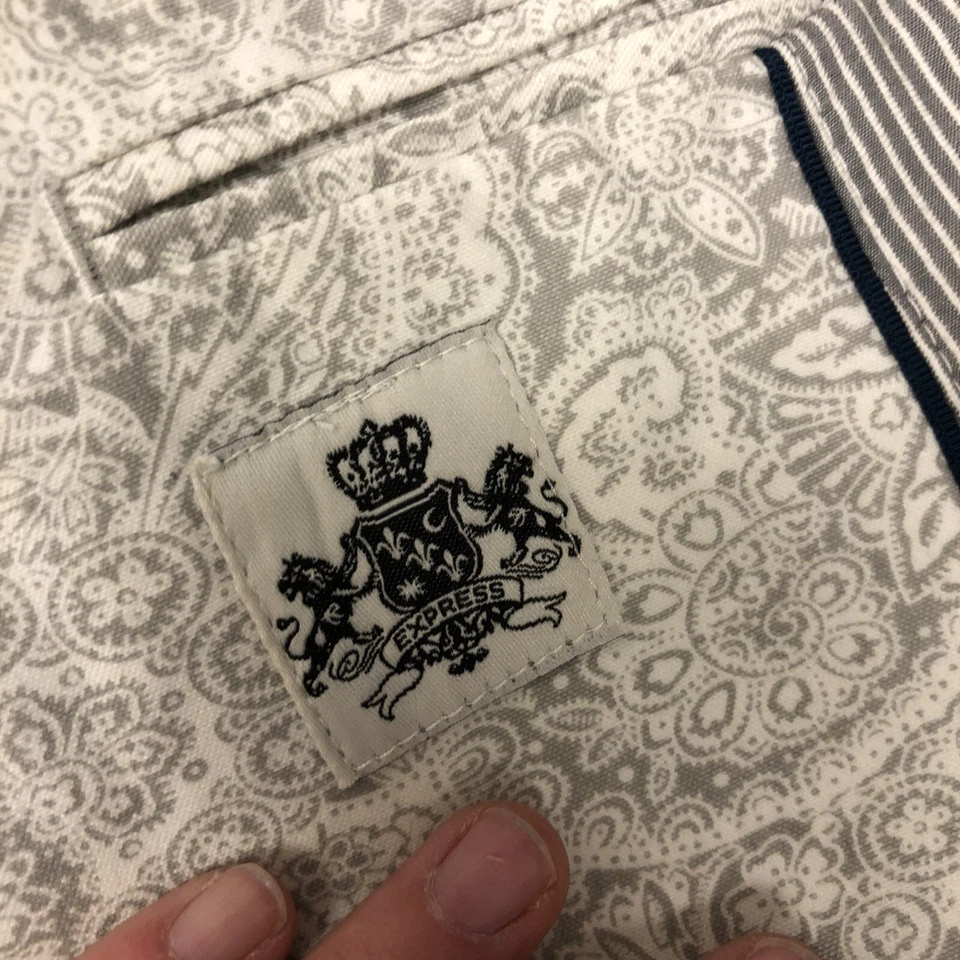 Express White SEERSUCKER Sport Coat SKULL Crossbones Jacket Cotton Blazer 40 R - Image 2 of 4