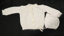 Vintage 1970s Infant Knit Cardigan Matching Hat Super Soft