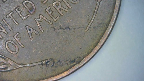 1934 P WHEAT CENT 1C LAMINATION MINT ERROR REV.