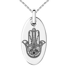 Stainless Steel Evil Eye Hamsa Hand of Fatima Protection Necklace or Keychain