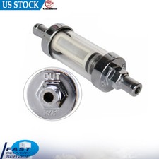 38 Inline Fuel Filter Clear View Glass Reusable Washable For Motorcycle Car