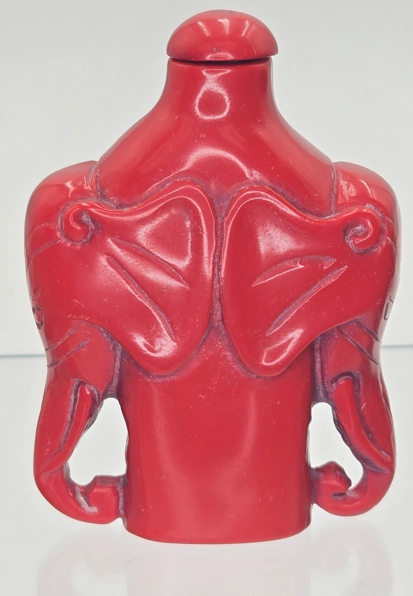 红色树脂主要古董中国鼻烟壶| eBay