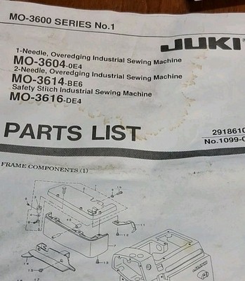 JUKI PARTS LIST FOR MO-3604/MO-3614/MO-3616 