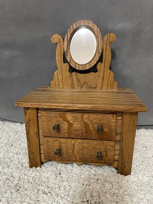 Vintage Mini Dresser Doll Or Salesman s Sample Two Drawers And A Mirror 13 x10 