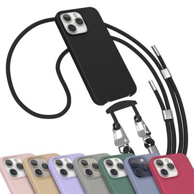 EAZY CASE Hülle Band für iPhone 15 Pro Max Handyhülle Kette Karabiner Silikon