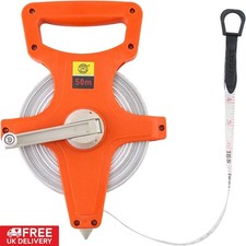 50m Fiberglass Tape Measure Builders Surveyors Long Reel Roll Measuring Meter UK