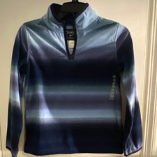 OshKosh B'gosh Boys Fleece 1/4 Zip Mock Neck Striped Sweatshirt Blue 12/12A
