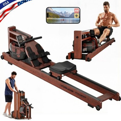 YOSUDA Foldable Water Rowing Machines for Home Gym with 400LB Weight Wood~