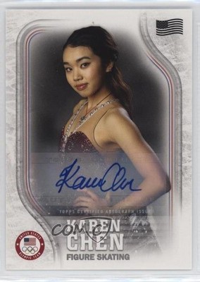 2018 US Olympic & Paralympic Team and Hopefuls Flag 15/25 Karen Chen Auto 9b4