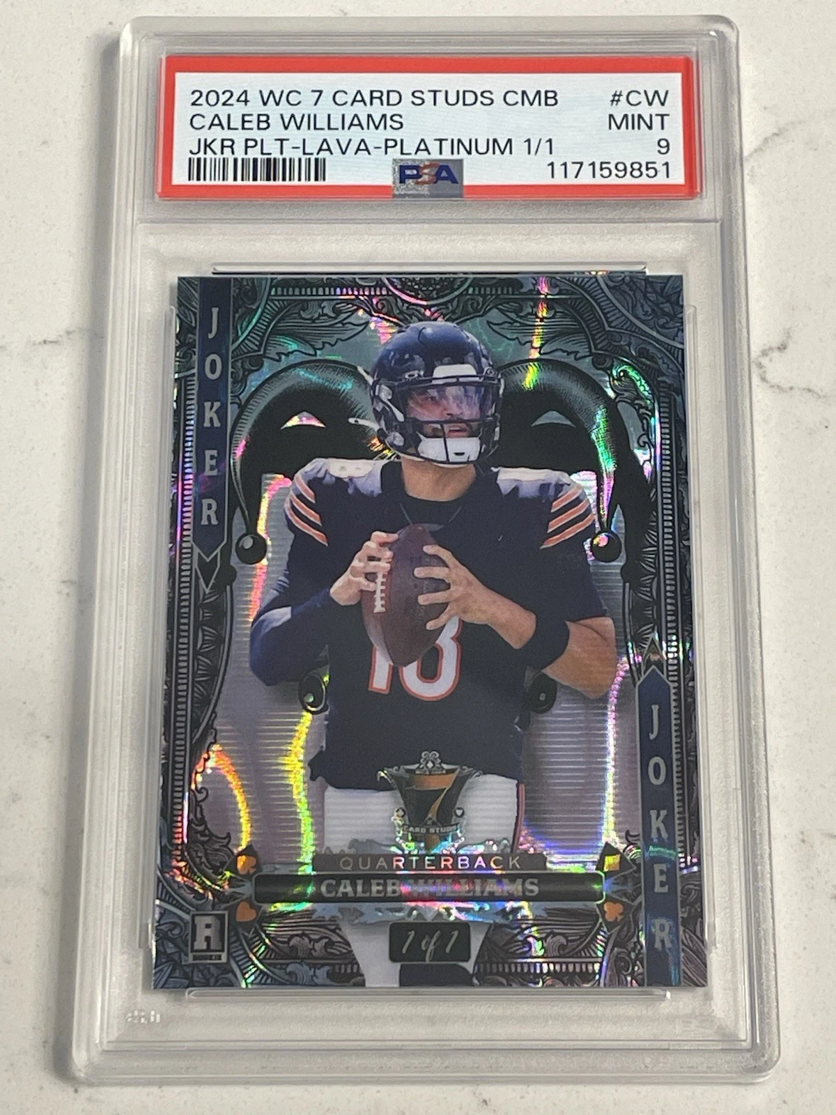 Caleb Williams Wild Card 7 Card Studs Combo Joker Platinum #CW Lava Foil-Platinum 1/1
