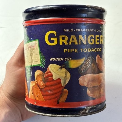 holiday tobacco tin GRANGER PIPE TOBACCO TIN Holiday Christmas SPECIAL PAPER LABEL Rare