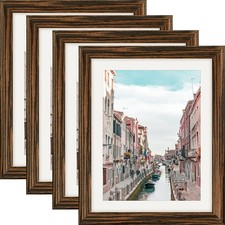 8x10 Ebony Wood Grain Picture Frames Nature Solid Wood 4 Pack for Wall Mounti...