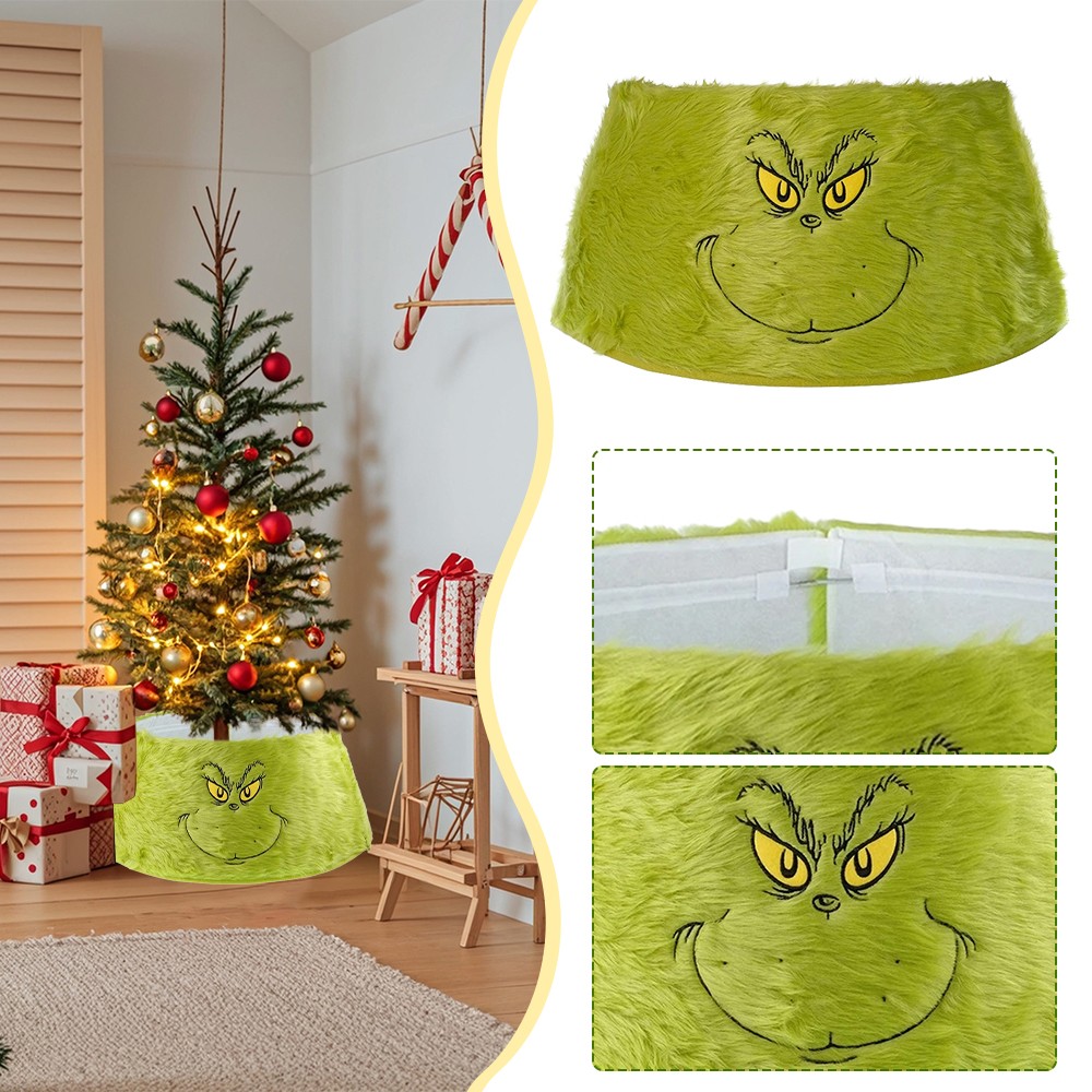 Merry Christmas Grinch Tree Skirt Grinch's Xmas Tree Decoration-Xmas tree