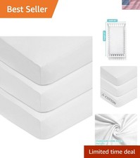 Baby Crib Sheets 3 Pack Fitted Cotton Jersey Breathable Soft Hypoallergenic