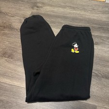Vintage 80s Mickey Mouse Disney Sweatpants Vtg USA Made Black Gym Drawstring