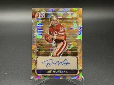 2023 Leaf Pro Set Joe Montana Auto Gold Cracked Ice 1/15 Bookend 49ers HOF  