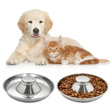 2 Pack Stainless Steel Puppy Bowls, Non-Skid Slow Feeder Bowls for Dogs, Rais...