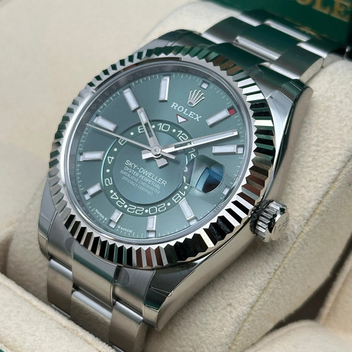Rolex Sky-Dweller 336934 18K White Gold Steel Mint Dial Watch Fully Stickered - Picture 2 of 8