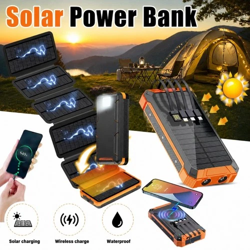 Portable 46800mAh 6 Solar Panel Folding Power Bank Outdoor Travel For Cell Phone - product listing photo