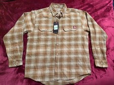 NWT Wolverine Glacier Plaid Flannel Coyote Beige Size Large Free Shipping