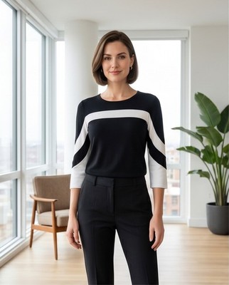 Schwarz-Weißes Shirt im Modeno-Stil Größe XL-48