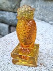 Vintage Degenhart Glass Owl Sunset Yellow Orange Red Translucent Cadmium UV Glow — photo 9