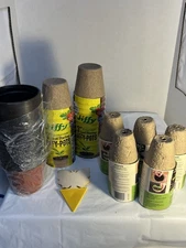 Lot of Seed Starter Pots Jiffy & McKenzie Peat Pots w/ Sticky Traps Garden As Is