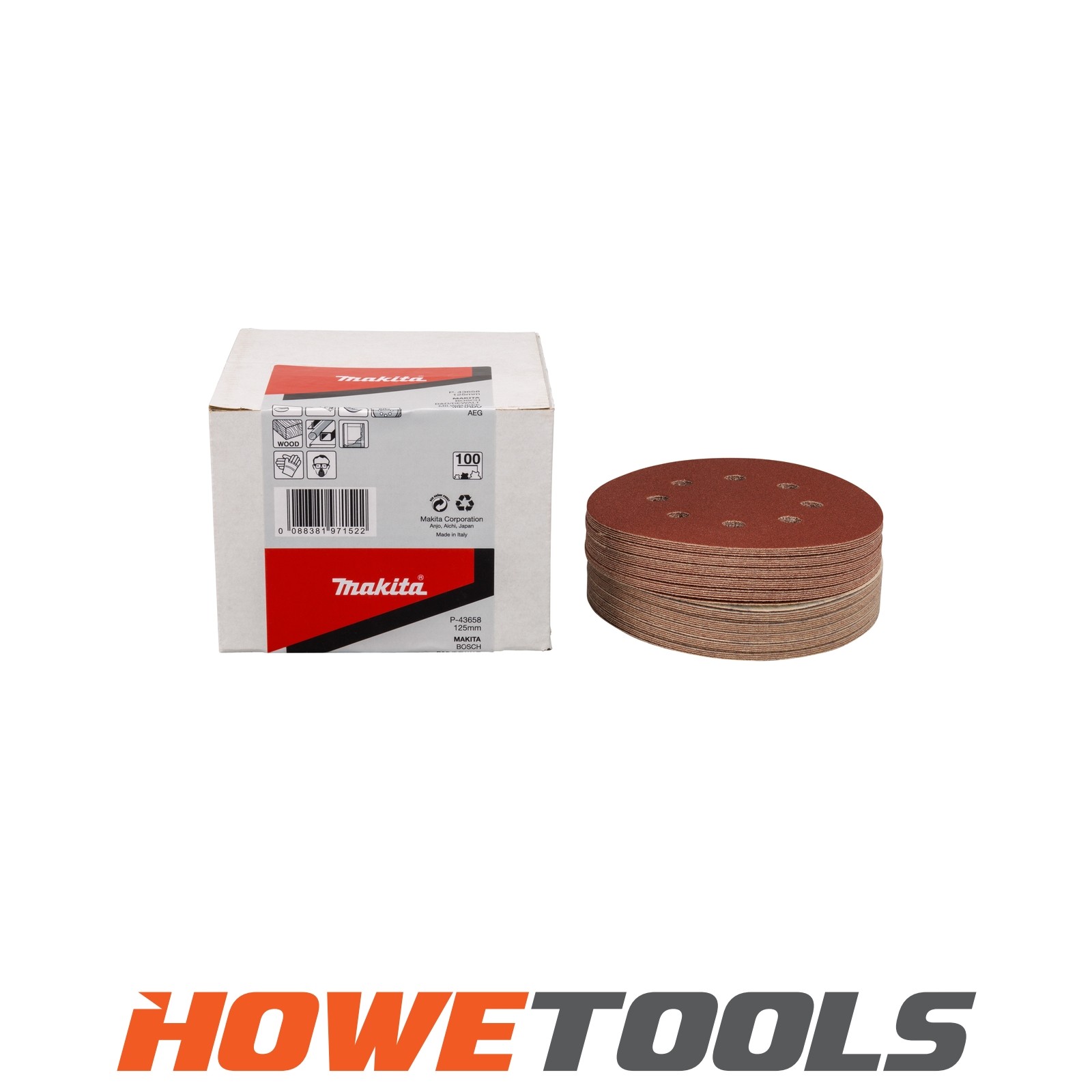 MAKITA P-43658 (pkt of 50) Red sanding discs 125mm x 100g