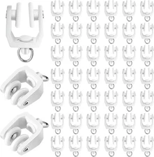 Jetec 50 Pcs Curtain Track Rollers Bulk Ceiling Hooks White 