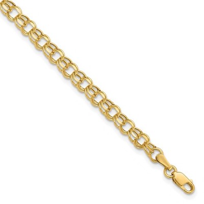14K Gelbgold 6 Zoll 4,5 mm hohles Doppel-Gliederarmband 1,54 g für Mama
