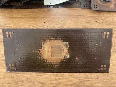 (TOA2) A Vintage Copper Elevator (1) Button Plate 13'' x 5.5'' with 1.375'' Hole